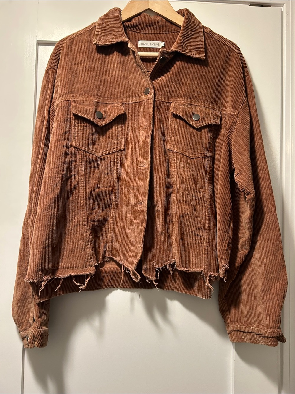 Hazel & Olive Women’s Brown Corduroy Crop Jacket